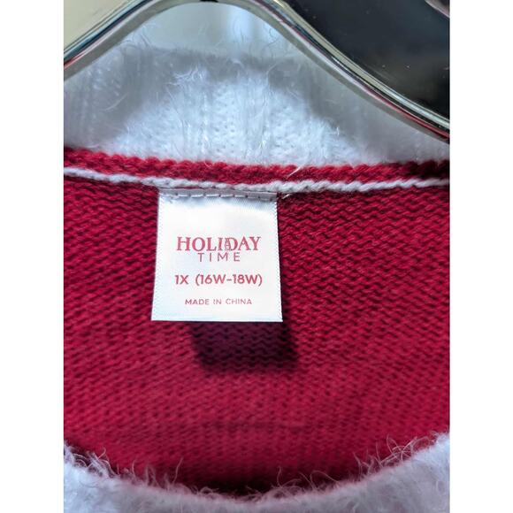 Holiday Time Women's Ugly Merry Christmas Sweater Size 1X 16W-18W Snowflakes - Picture 4 of 10